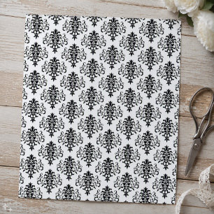 Gothic Black and White Damask Scrapbook Paper