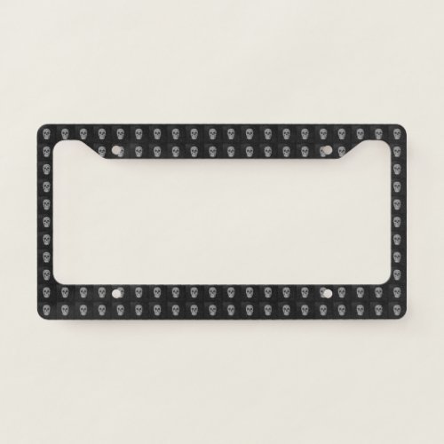 Gothic Black And White Grunge Skull Pattern License Plate Frame