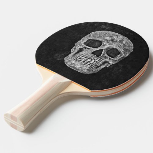 Gothic Black And White Grunge Skull Ping Pong Paddle