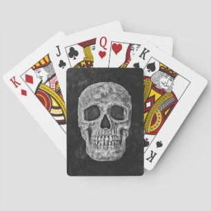 Gothic Black And White Grunge Skull Poker Cards