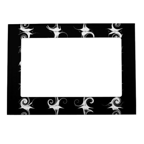 Gothic Black and White Linear Curlicue Pattern Magnetic Frame