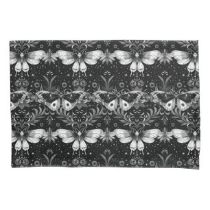 Gothic Black and White Moths Bedding  Pillow Case