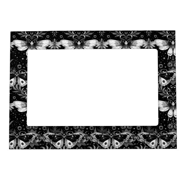 Gothic Black and White Moths Picture Frame (Front)