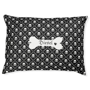 Gothic Black and White Skull  Pet Bed
