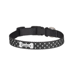 Gothic Black and White Skull Pet Collar
