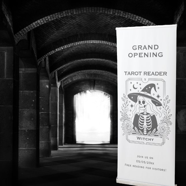 Gothic Black And White Witch Tarot Design Retractable Banner (Gothic Black And White Witch Tarot Design Retractable Banner)