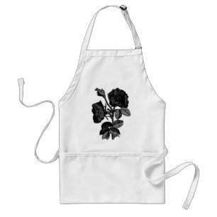 Gothic Black Antique Rose Adult Apron