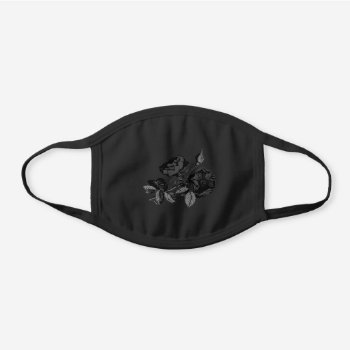 Gothic Black Antique Rose Black Cotton Face Mask by opheliasart at Zazzle
