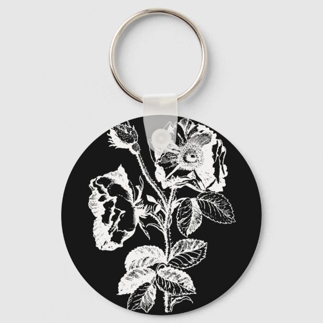 Gothic Black Antique Rose Keychain (Front)