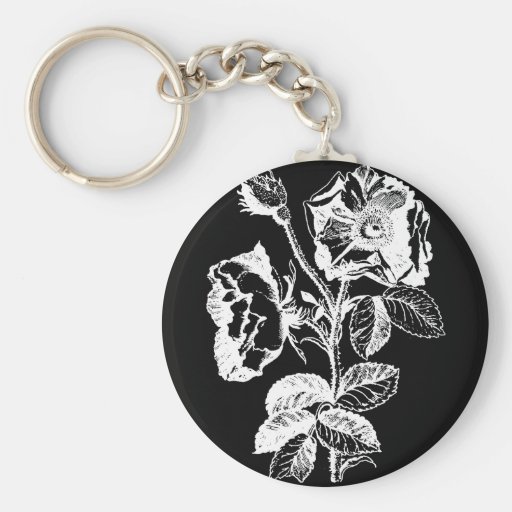 Gothic Black Antique Rose Keychain | Zazzle