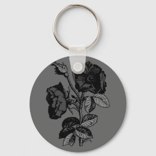 Gothic Black Antique Rose Keychain