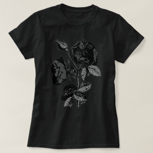 Gothic Black Antique Rose T_Shirt