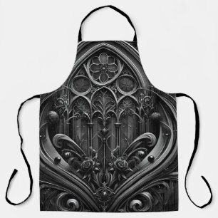 Gothic Black Apron with Cathedral Design
