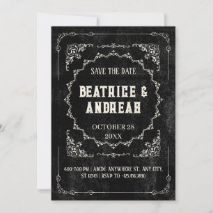 Gothic black baroque save the date