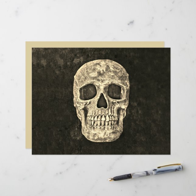 Gothic Black Beige Human Skull Texture (Front/Back In Situ)