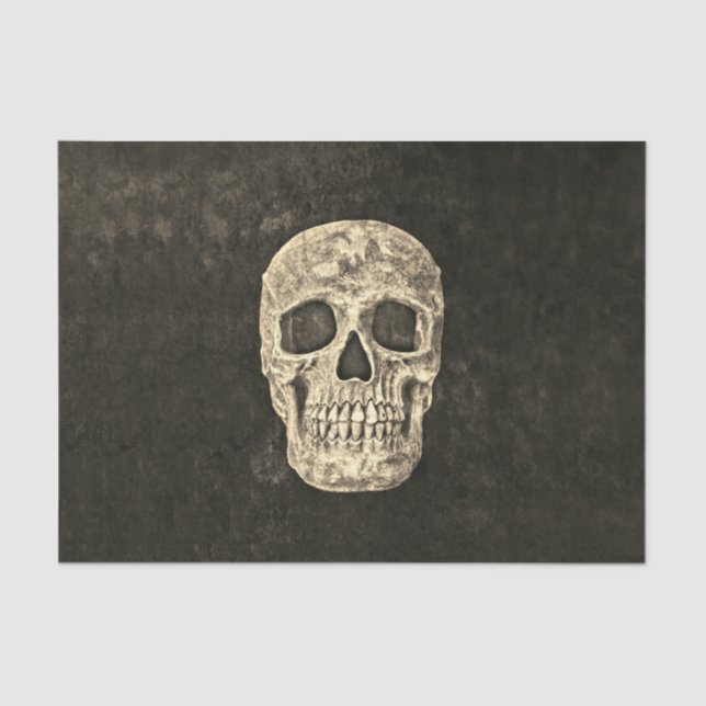 Gothic Black Beige Human Skull Texture Tissue Paper (Front)