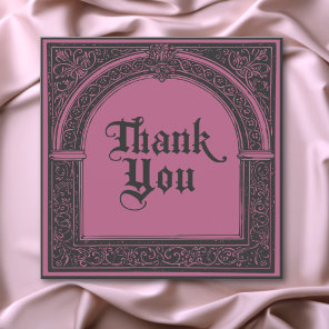 Gothic Black Burgundy Medieval Until Death Thank You Card