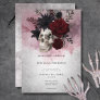 Gothic Black & Burgundy Skull & Spider Wedding Invitation