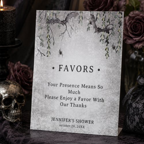 Gothic Black & Burgundy Spooky Bridal Shower Pedestal Sign