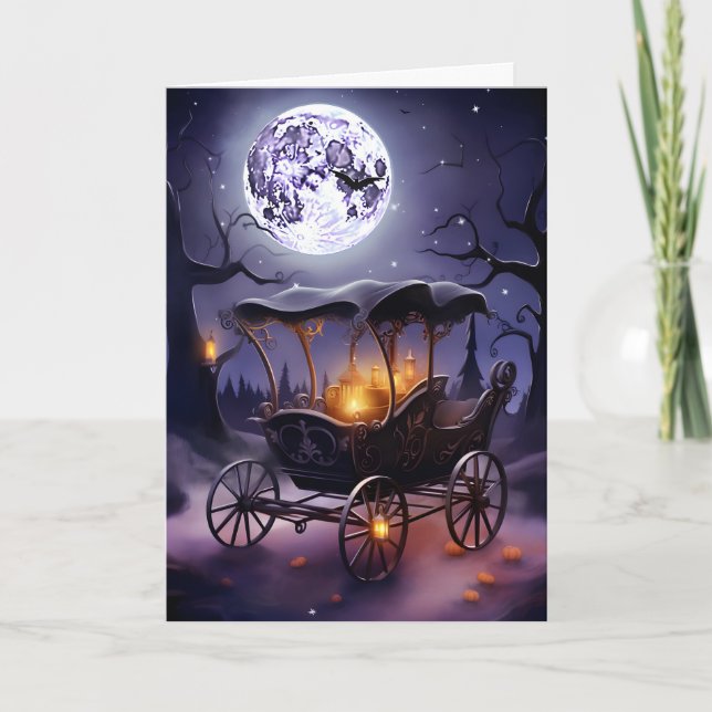 Gothic Black Carriage Halloween Card (Front)