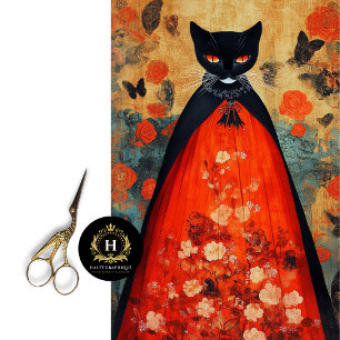 Gothic Black Cat Decoupage Tissue Paper