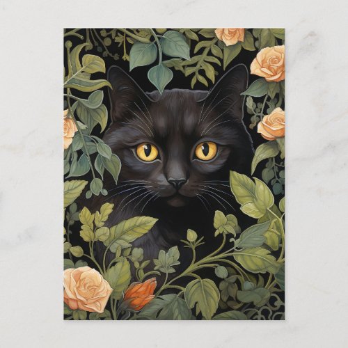 Gothic Black Cat  Postcard
