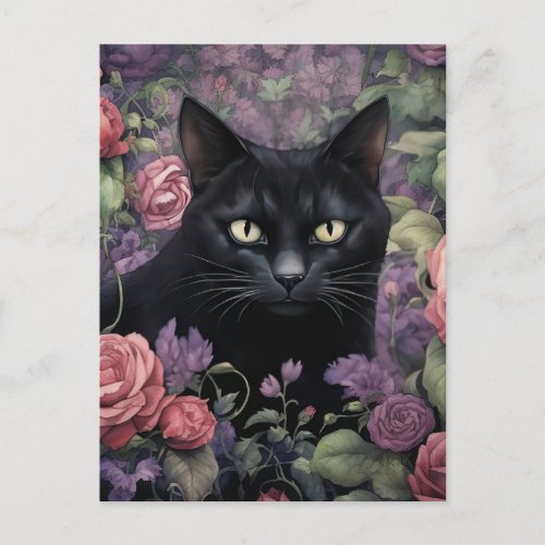 Gothic Black Cat  Postcard