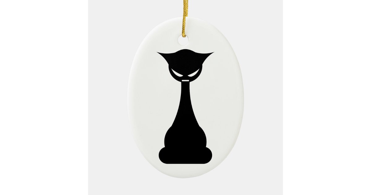 Gothic black cat silhouette ornament | Zazzle