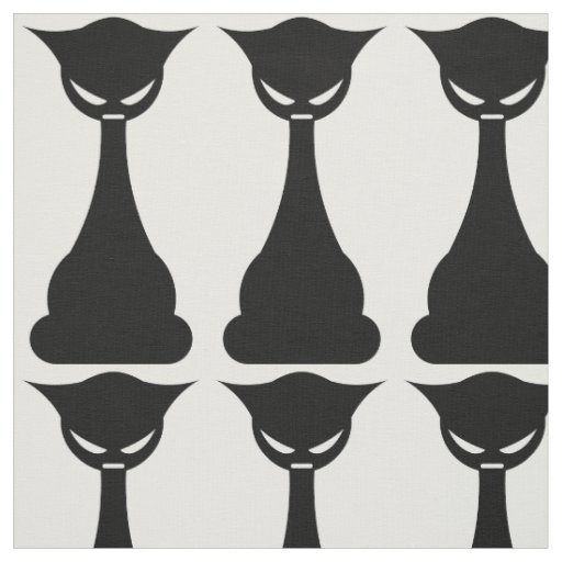 Gothic black cat silhouette print fabric