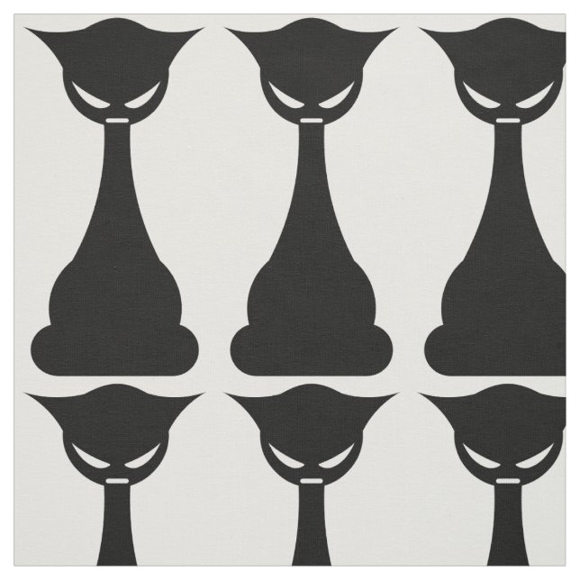 Gothic black cat silhouette print fabric (Swatch)