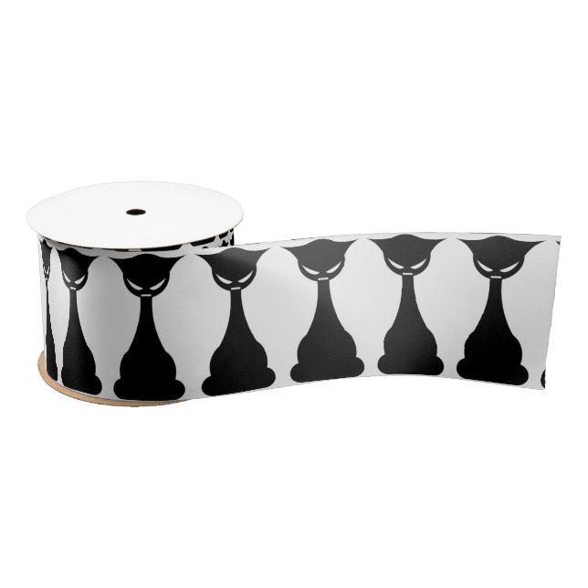 Gothic black cat silhouette ribbon (Spool)