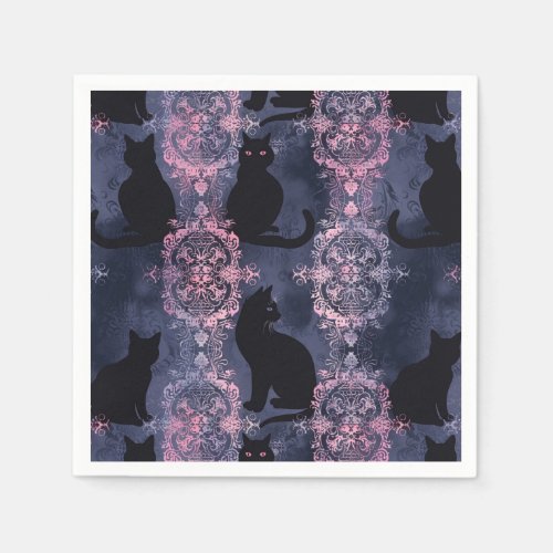 Gothic black cats patten  napkins