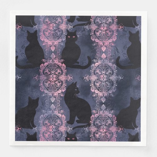 Gothic black cats patten  paper dinner napkins