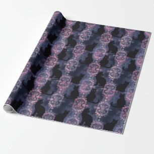 Gothic black cats patten wrapping paper