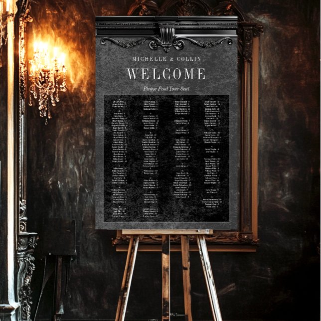 Gothic Black & Charcoal Wedding Seating Chart Foam Board (Creator Uploaded)