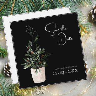 Gothic Black Christmas Tree Festive Wedding Save The Date