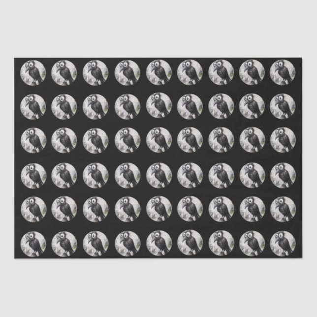 Gothic Black Crow & Tower Spooky Halloween Tissue Paper (Front)