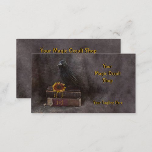 Gothic Black Crow Vintage Old Magic Occult Books Business Card