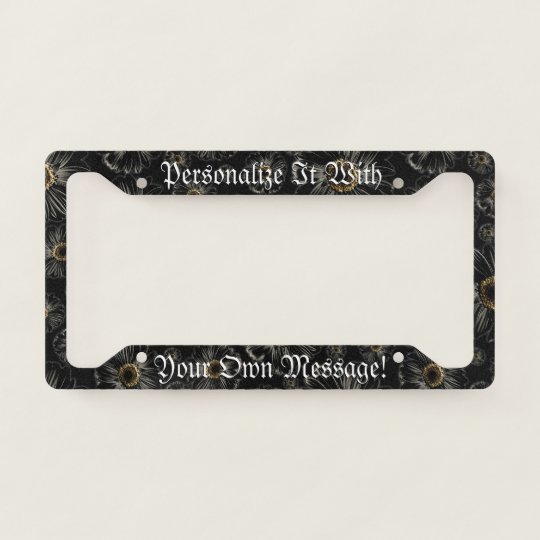 Gothic Black Daisies Personalized License Plate Frame