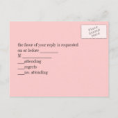 Gothic Black damask pink rose bridal shower Invitation Postcard (Back)