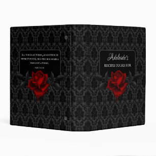 Gothic Black Damask Rose Recipes Mini Binder