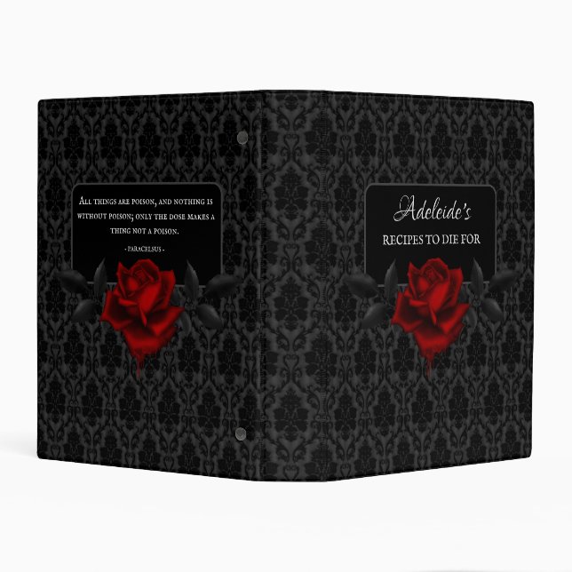 Gothic Black Damask Rose Recipes Mini Binder (Background)