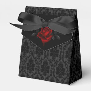 Gothic Black Damask Rose Wedding Favor Boxes
