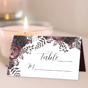 Gothic Black Dark Florals Vintage Goth Wedding Place Card