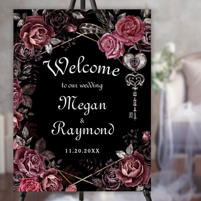 Gothic Black Dark Florals Wedding Welcome Sign (Creator Uploaded)