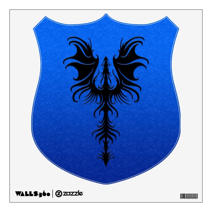 Gothic Black Dragon on Blue Room Decal