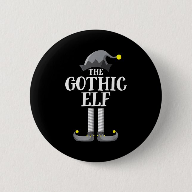 Gothic Black Elf Matching Family Group Christmas P Button (Front)
