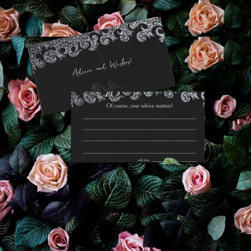 Gothic Black Floral Bachelorette Party  Advice Card
