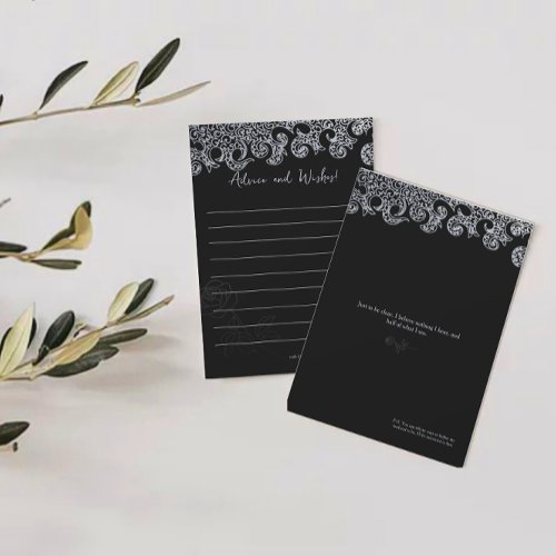 Gothic Black Floral Bachelorette Party Advice Card