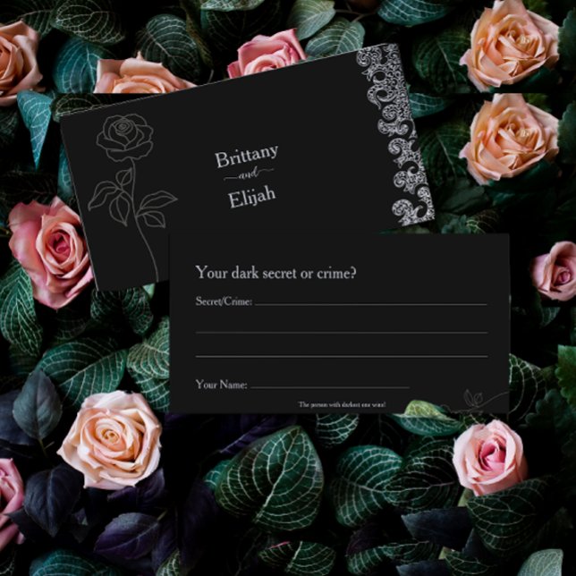 Gothic Black Floral Bachelorette Party Game Place Card (Creator Uploaded)